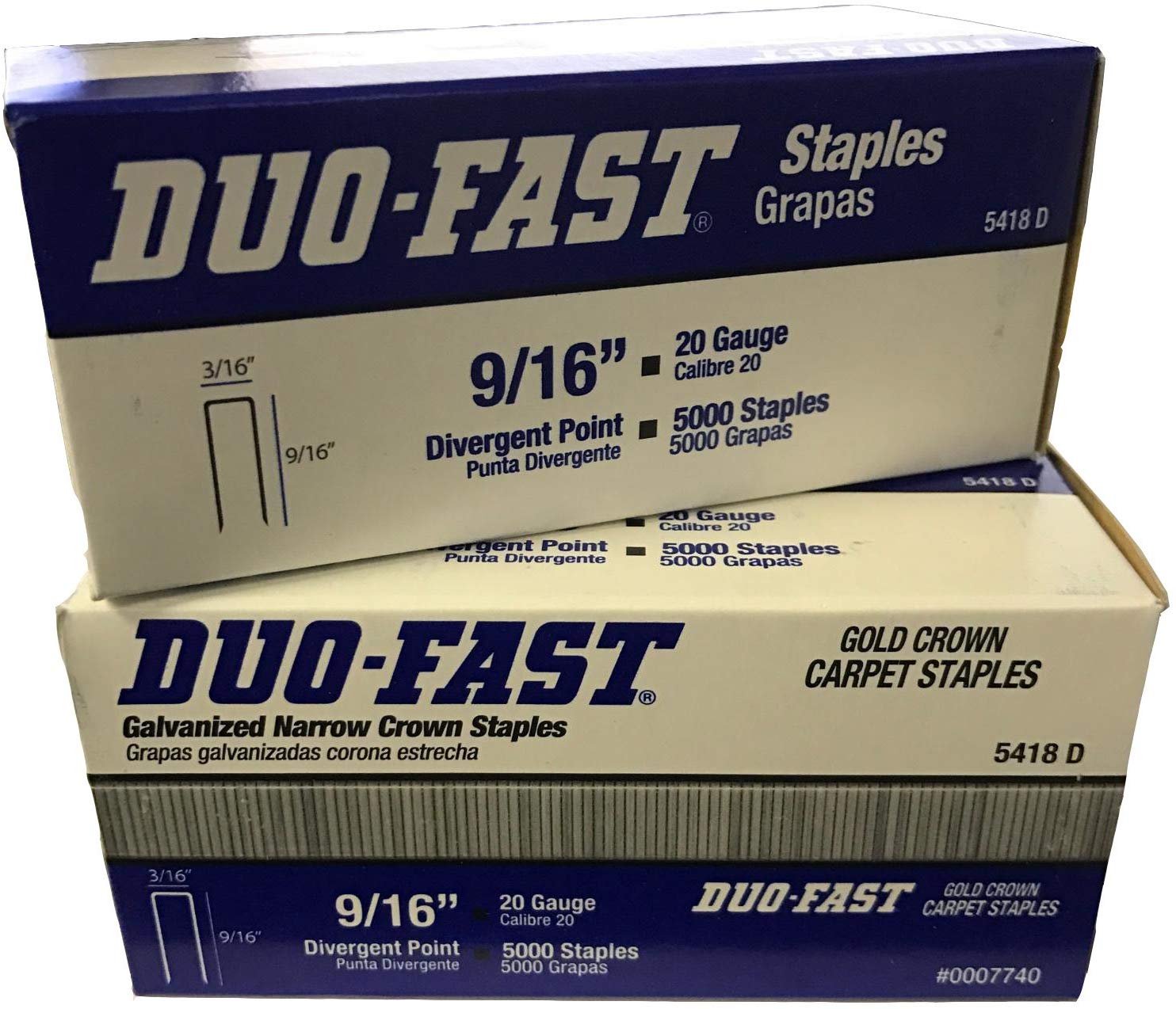 Duo Fast 9/16"X3/16" Crown Gold Staples